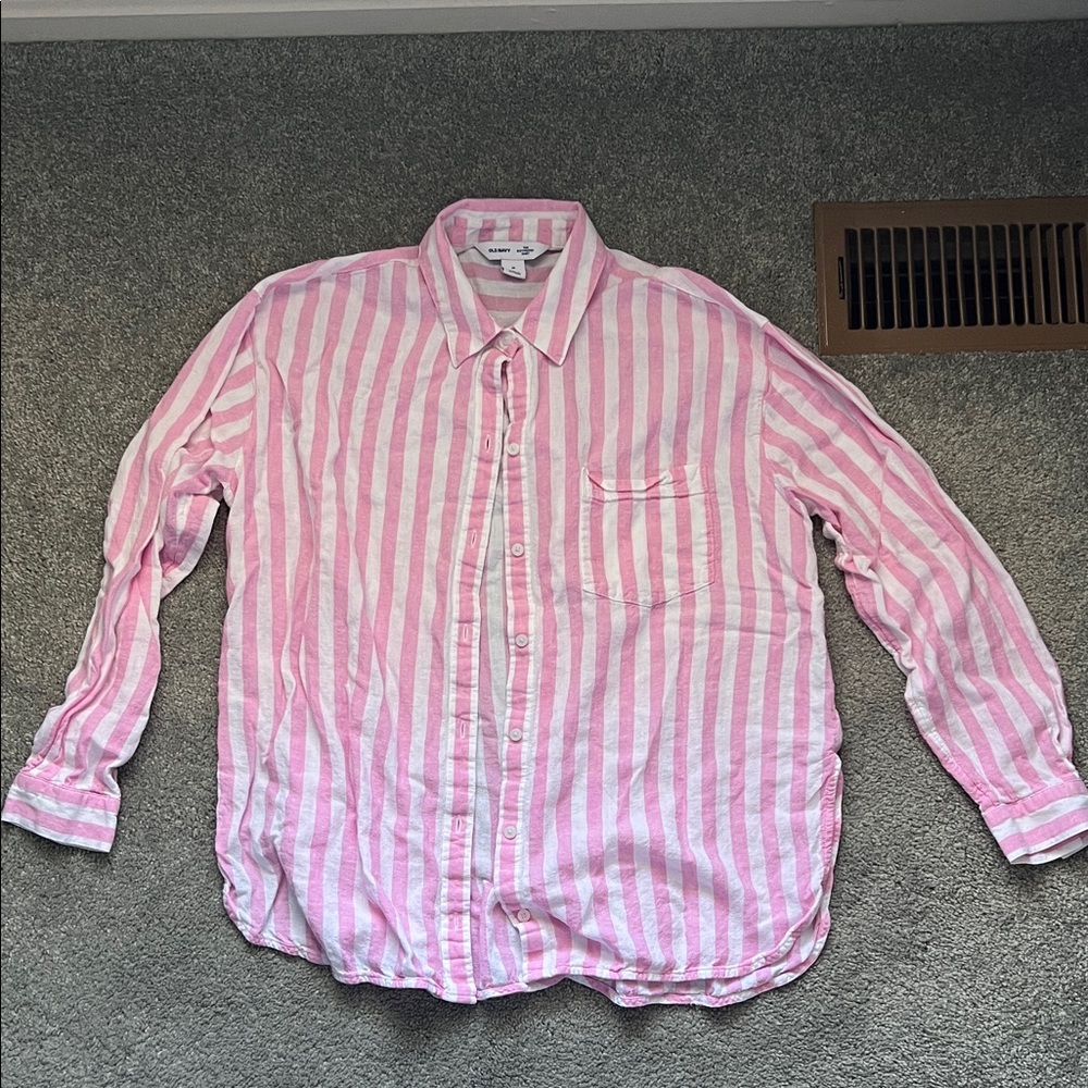 Old Navy Pink and White Striped Shirt